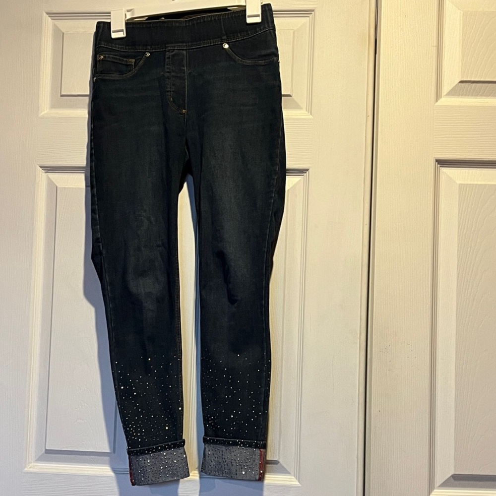 Peter Nygard Midnight Blue Cropped Jeans with Sparkle Details